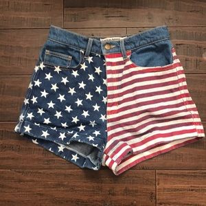 American apparel American flag high waisted shorts